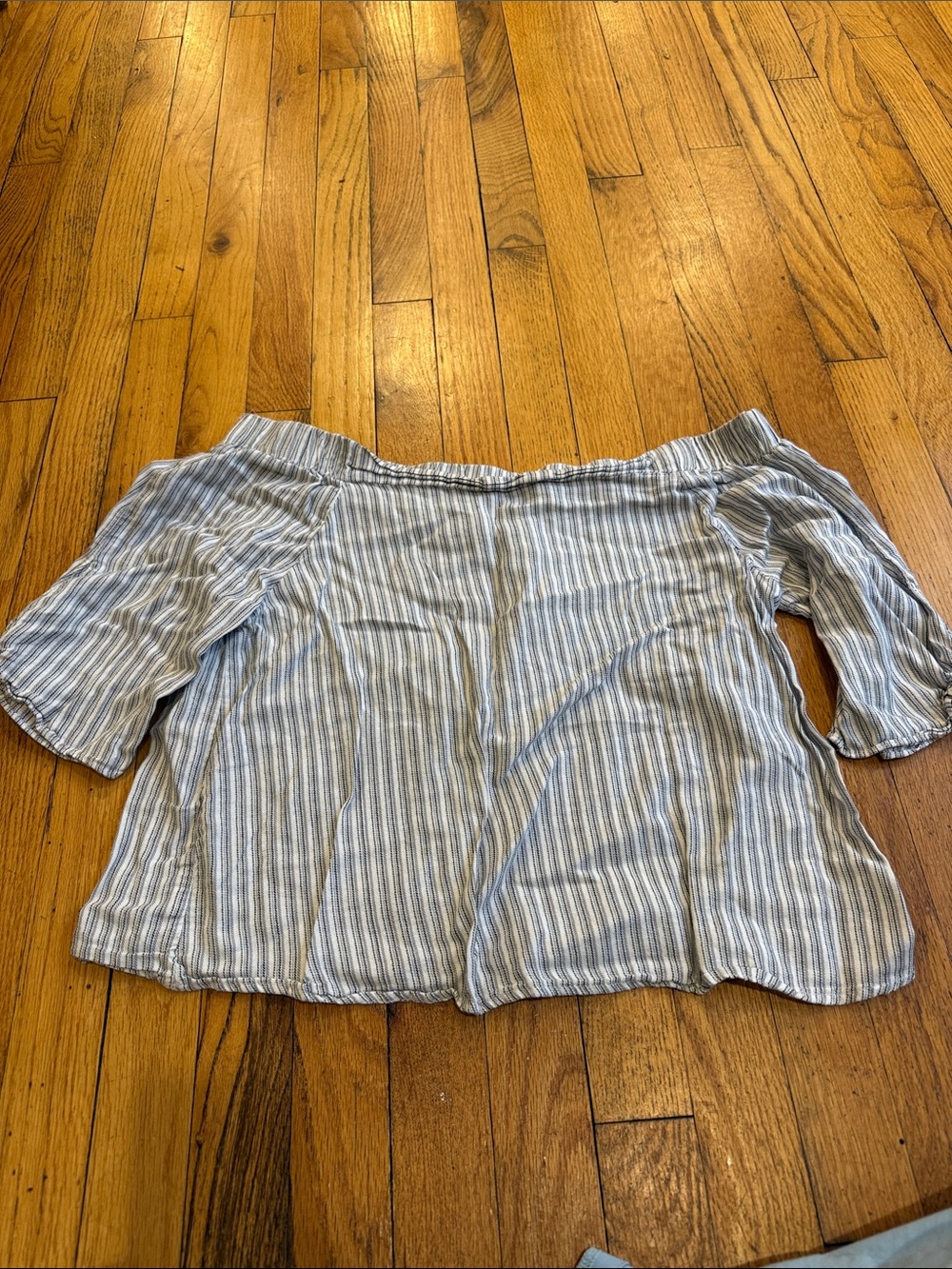 miami Off-Shoulder Striped Tunic in Light Blue and White